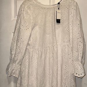 Brand new Banana Republic White dress with ruffles and embroidery